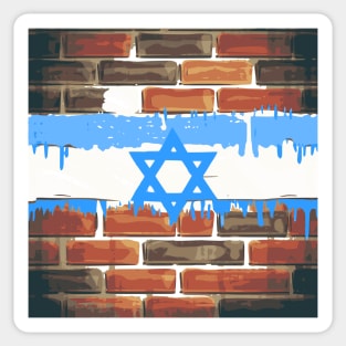 Israeli Flag on Bricks Painting Sticker